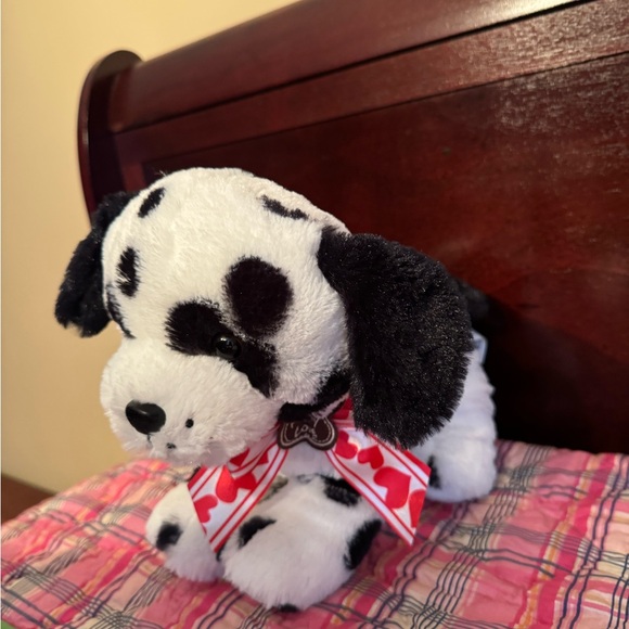 Dalmatian Plush Puppy Love Dog 13" Red Hearts Satin Bow 🐶 - Picture 3 of 6